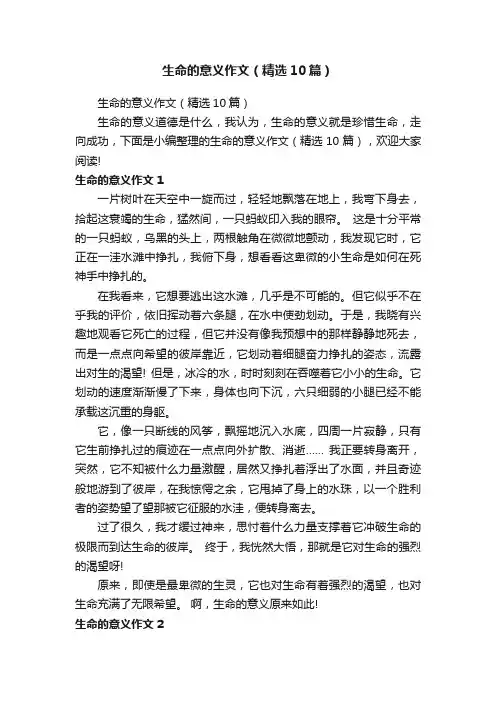 生命的意义作文（精选10篇）