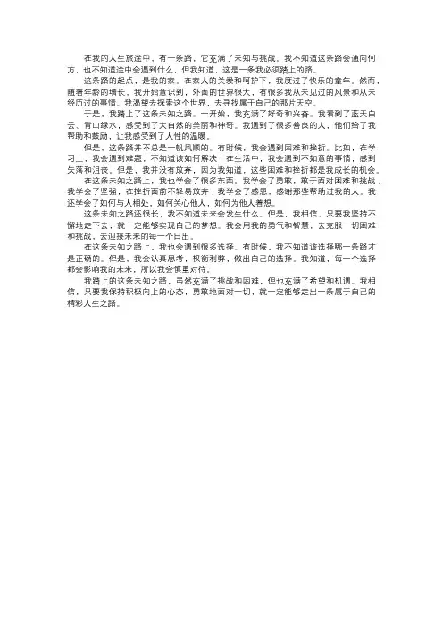 我踏上的未知之路
