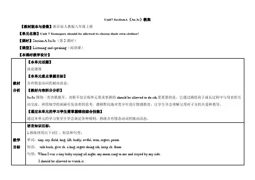 新目标9年级Unit7_SectionA(3a-3c)名师教案