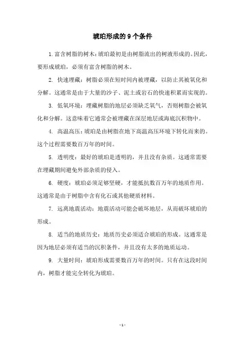 琥珀形成的9个条件
