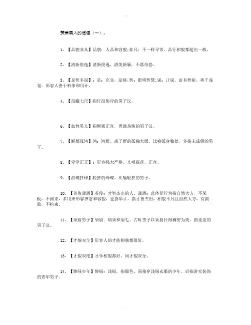 赞美男人的词语