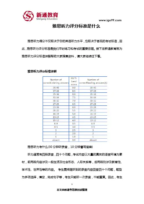 雅思听力评分标准是什么