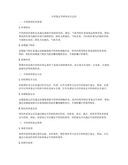 中药鉴定考研知识点总结