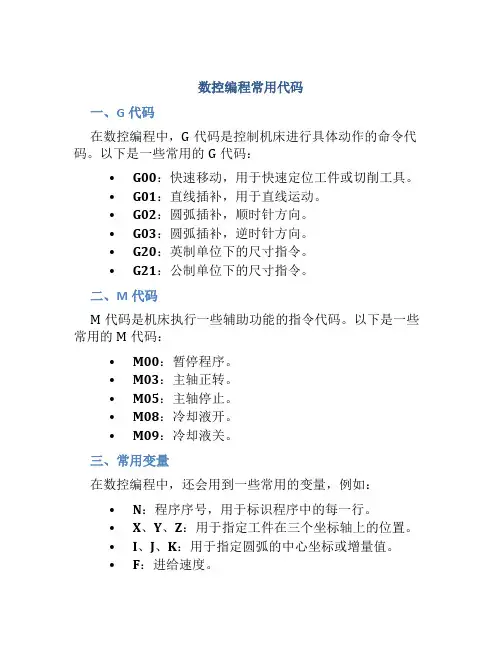 数控编程常用代码