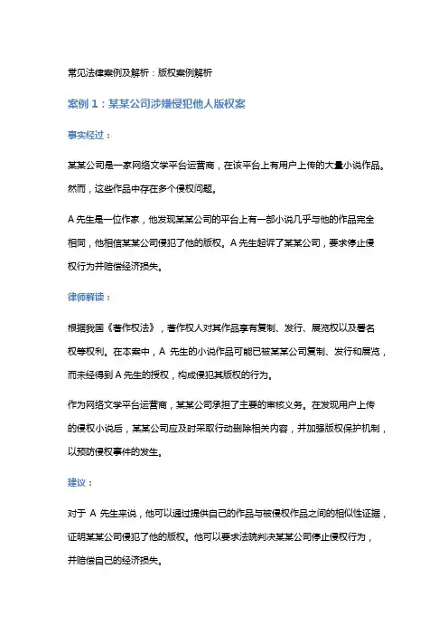 常见法律案例及解析：版权案例解析
