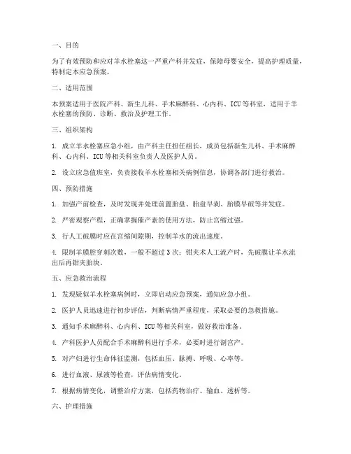 护理羊水栓塞应急预案