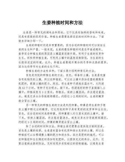生姜种植时间和方法
