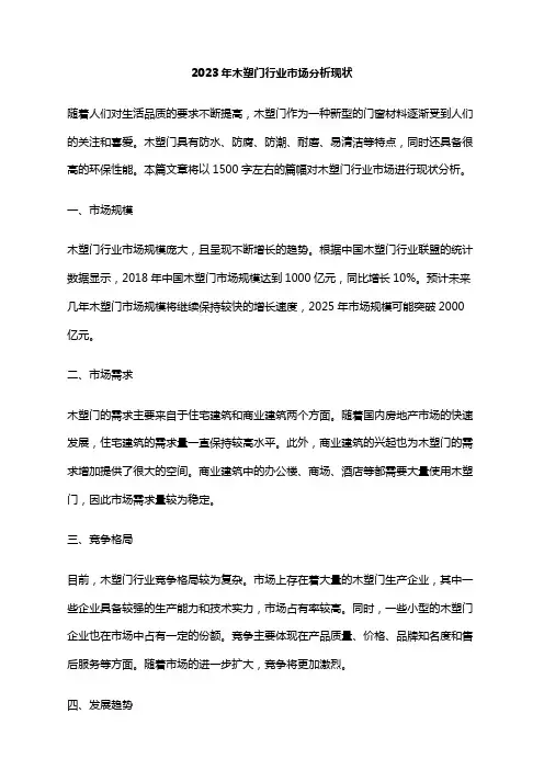 2023年木塑门行业市场分析现状