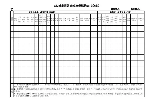 CNG槽车日常检查记录表(空车)