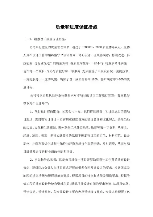质量和进度保证措施