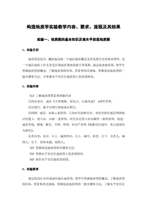 构造地质学试验教学内容要求流程及其结果