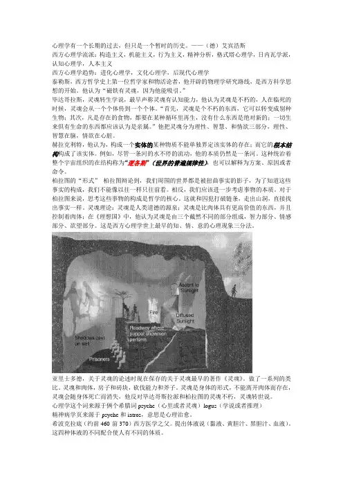 心理学史期末复习提纲