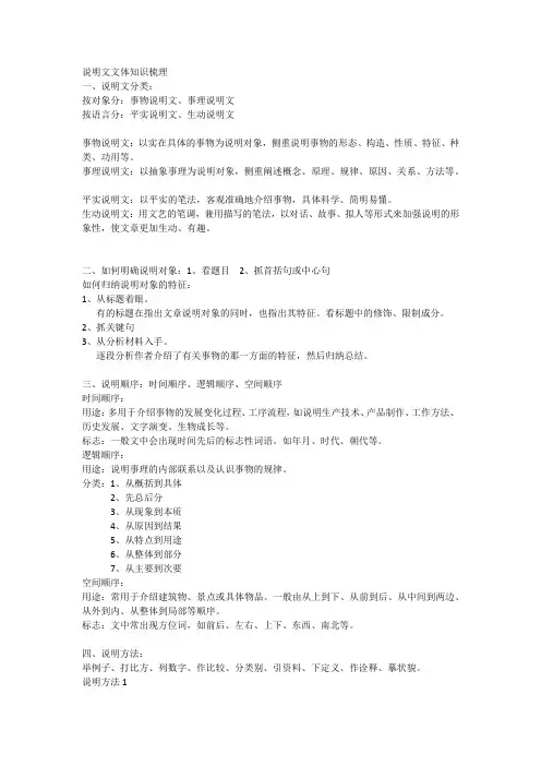 说明文文体知识梳理