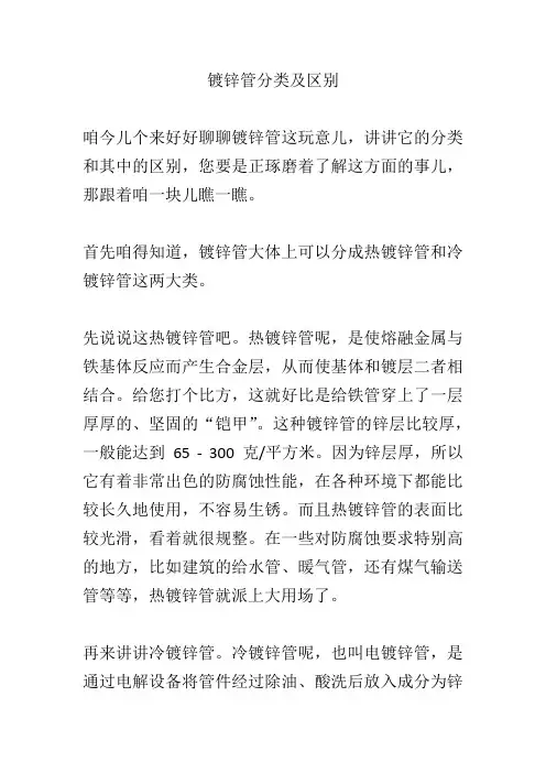 镀锌管分类及区别