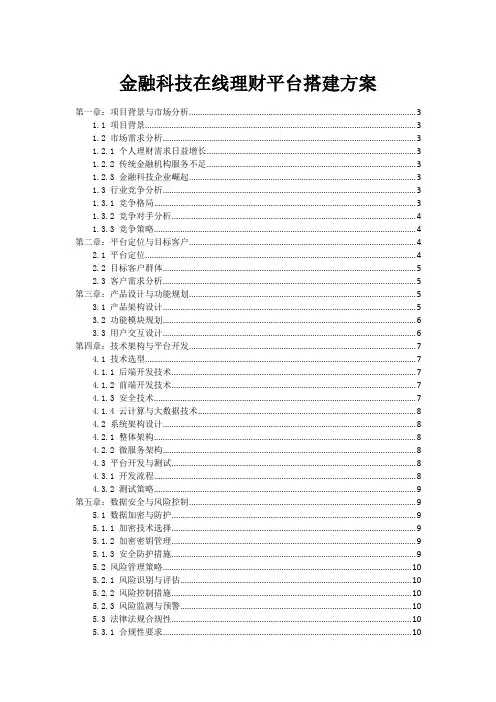 金融科技在线理财平台搭建方案