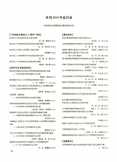 《现代特殊教育》2019年总目录
