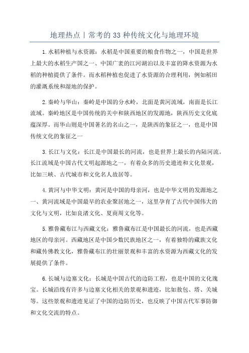 地理热点｜常考的33种传统文化与地理环境