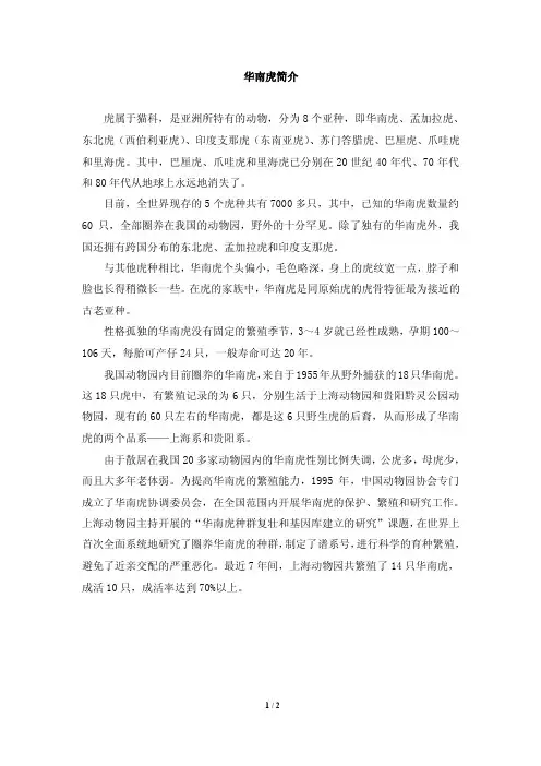 华南虎简介——精选推荐