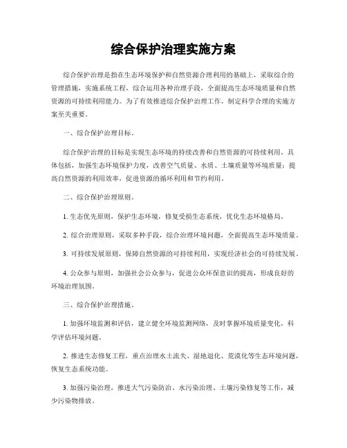 综合保护治理实施方案
