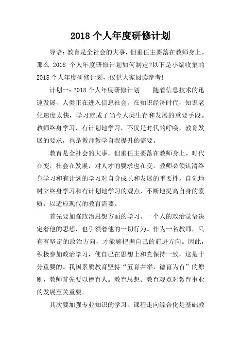 2018个人年度研修计划