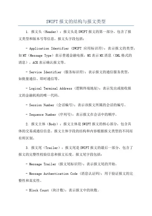 SWIFT报文的结构与报文类型