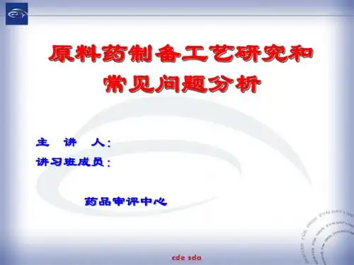 原料药制备工艺研究和常见问题分析PPT课件