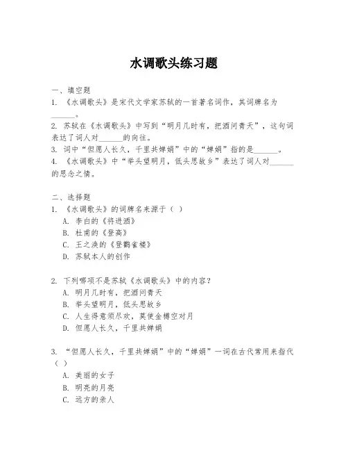 水调歌头练习题