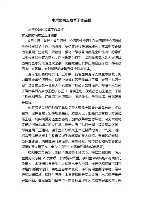 水污染防治攻坚工作简报