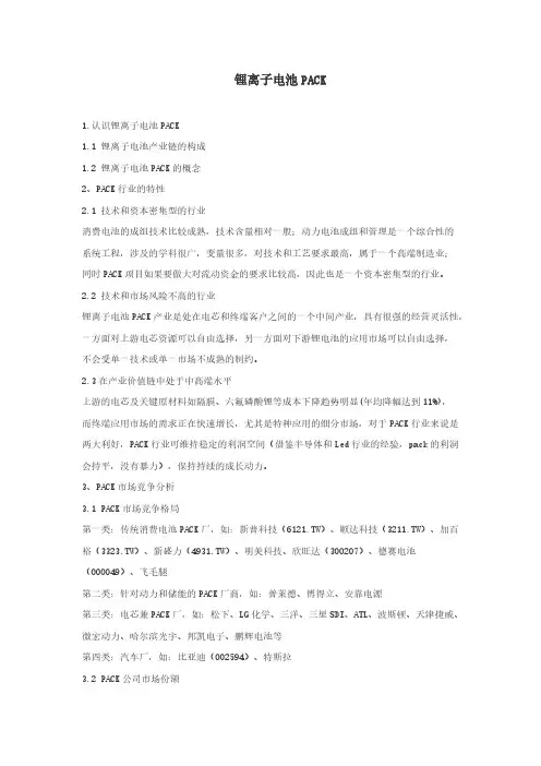 锂离子电池PACK