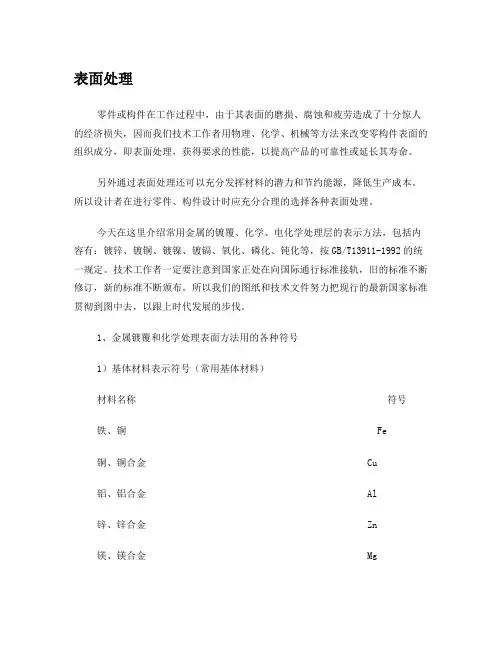 表面处理表示方法及选择