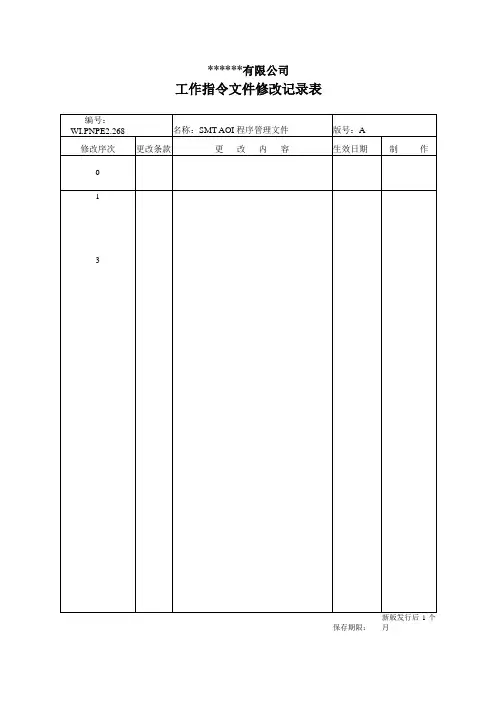 SMT AOI程序管理文件