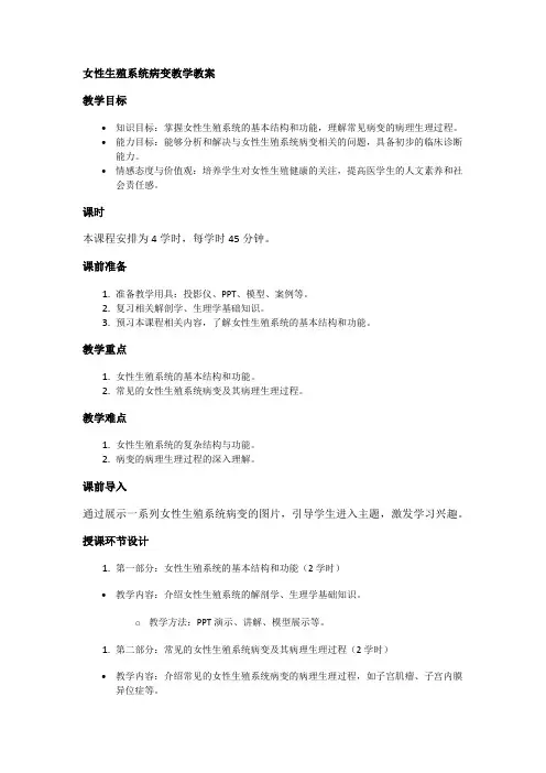 女性生殖系统病变教学教案