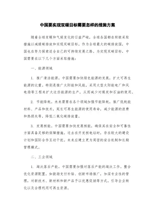 中国要实现双碳目标需要怎样的措施方案