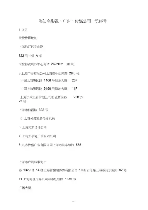 上海知名媒体公司一览