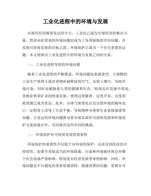 工业化进程中的环境与发展