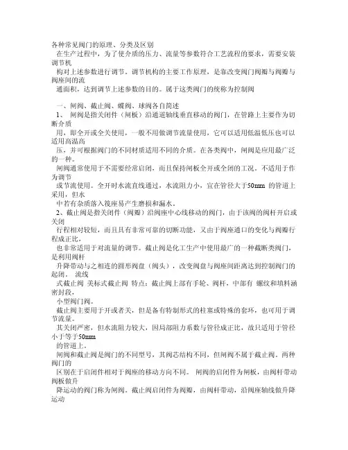 各种常见阀门的原理、分类及区别（蝶阀、闸阀、截止阀、球（指南）