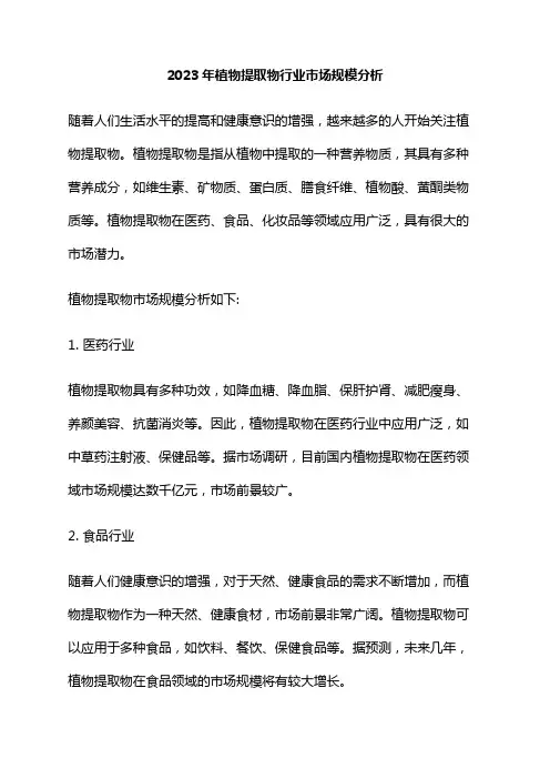 2023年植物提取物行业市场规模分析