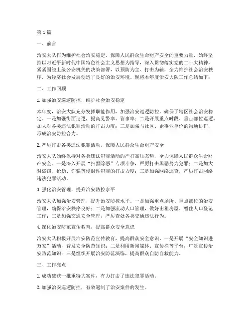 治安大队工作总结范文(3篇)