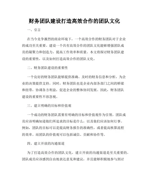 财务团队建设打造高效合作的团队文化