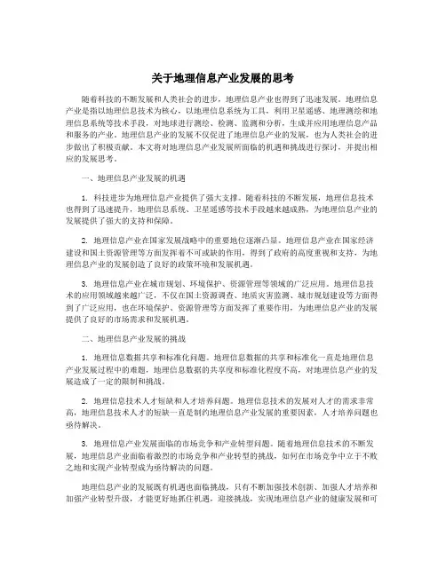 关于地理信息产业发展的思考