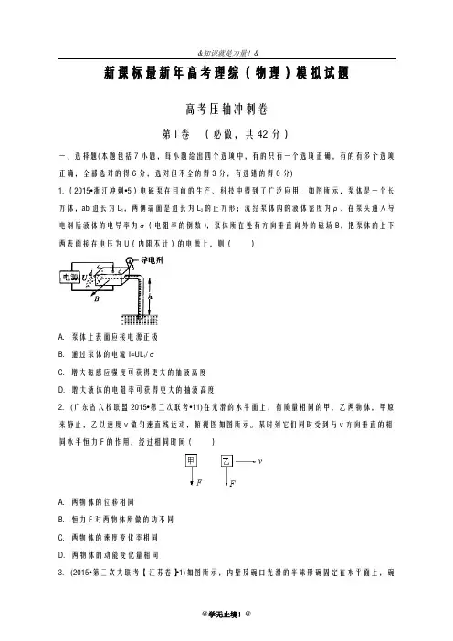 2020-2021学年高考理综(物理)压轴冲刺卷及答案解析(五)