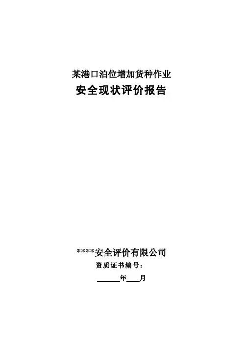港口码头安全评价报告范文