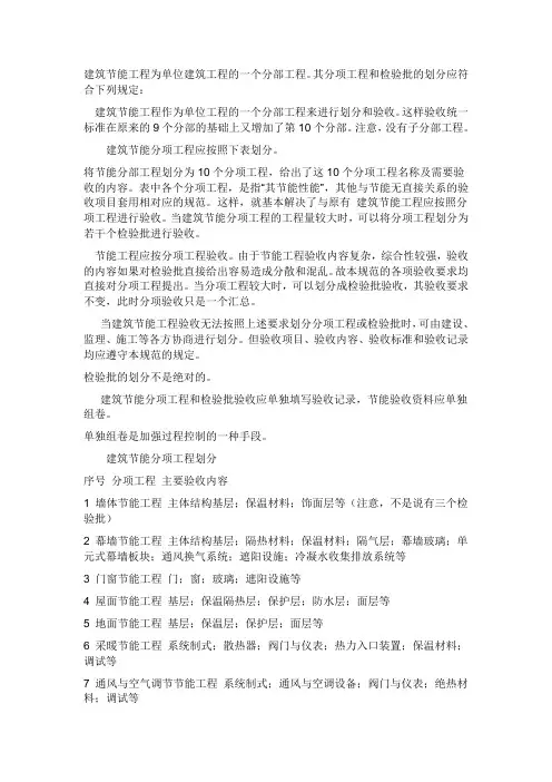 节能分部划分