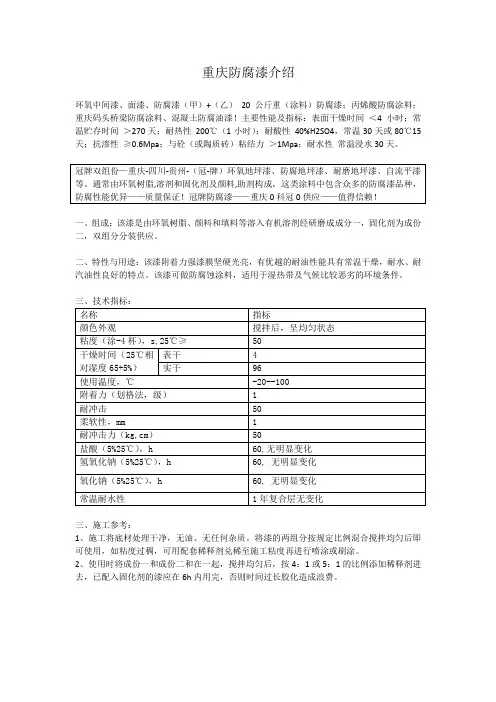 重庆防腐漆介绍