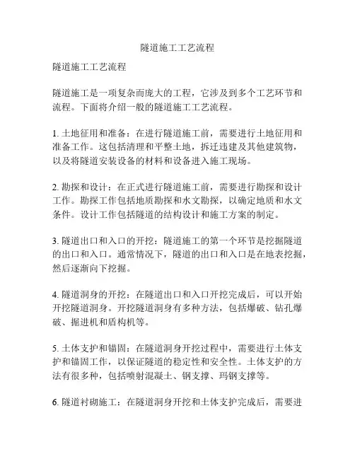 隧道施工工艺流程