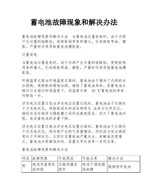 蓄电池故障现象和解决办法