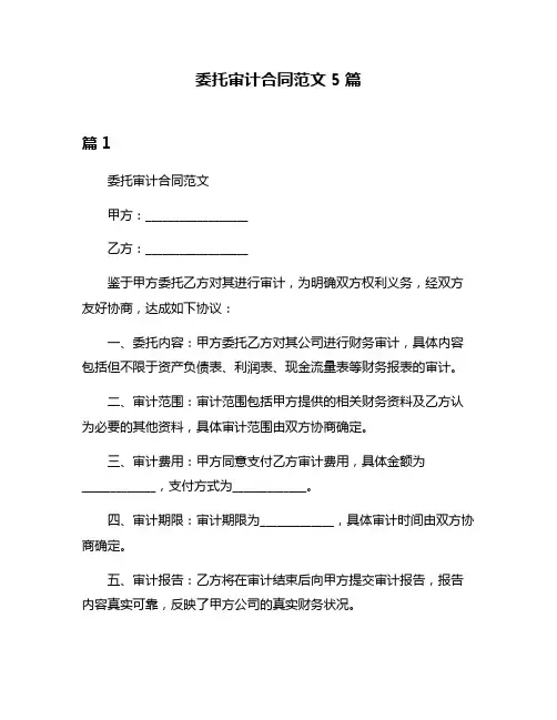 委托审计合同范文5篇