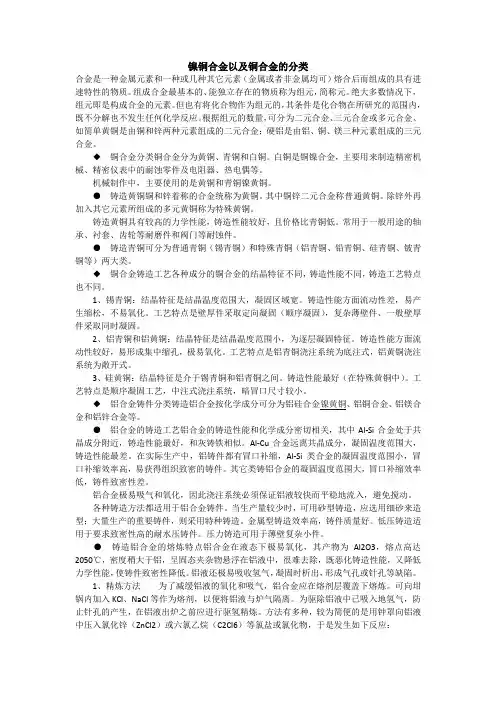 镍铜合金以及铜合金的分类