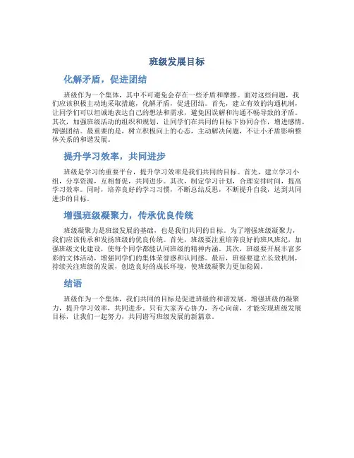 班级发展目标