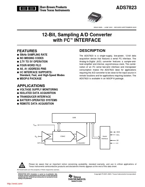 ADS7823E250;ADS7823EB250;ADS7823E2K5;ADS7823E2K5G4;ADS7823EB2K5;中文规格书,Datasheet资料
